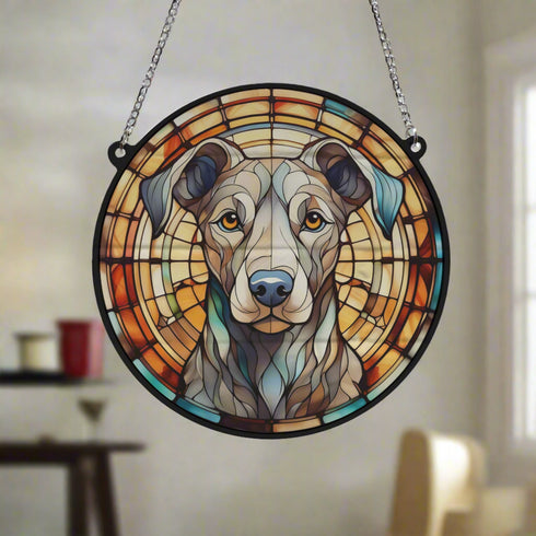 Greyhound Grey Stained Glass Effect Suncatcher
